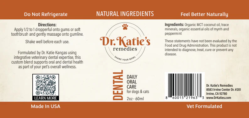 Dental - Dr. Katie’s Remedies 2 oz Tincture for Dogs & Cats (Daily Oral Care)