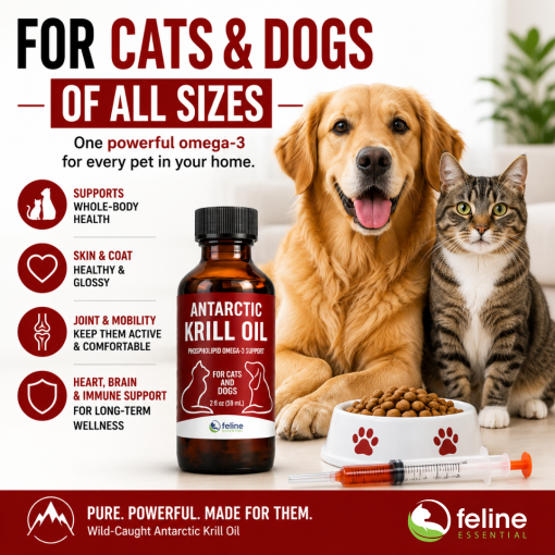 Antarctic Krill Oil for Cats & Dogs - Omega 3 Support
