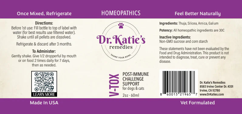 V‑Tox - Dr. Katie’s Remedies (Post‑Immune Challenge Support for Dogs & Cats)