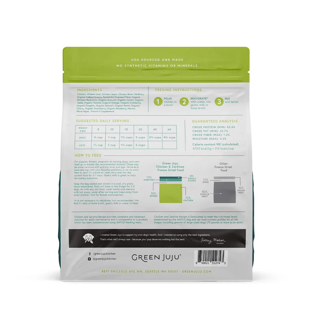 Green Juju Freeze-Dried Extras Raw Recipes for Dogs & Cats