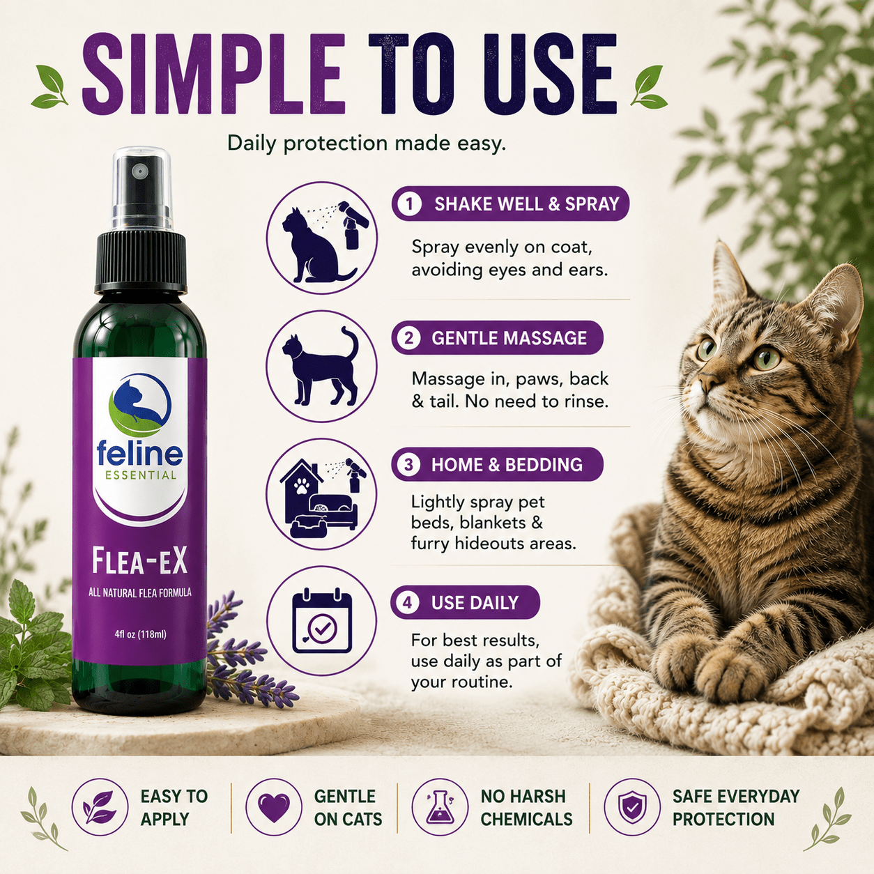 Flea-eX Natural Flea & Tick Spray for Cats (& Dogs) - Wild Wellness Pet