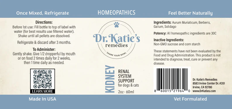 Kidney - Dr. Katie’s Remedies 2 oz Tincture for Dogs & Cats (Renal System Daily Support)