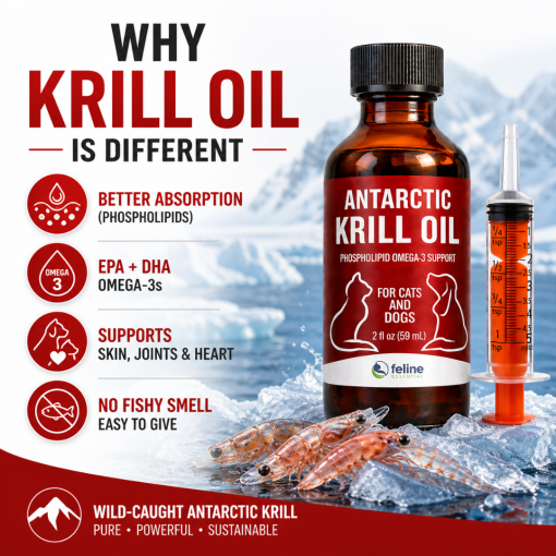 Antarctic Krill Oil for Cats & Dogs - Omega 3 Support