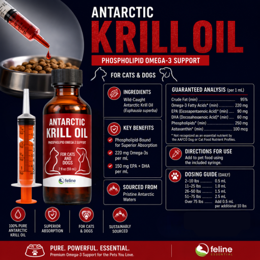 Antarctic Krill Oil for Cats & Dogs - Omega 3 Support