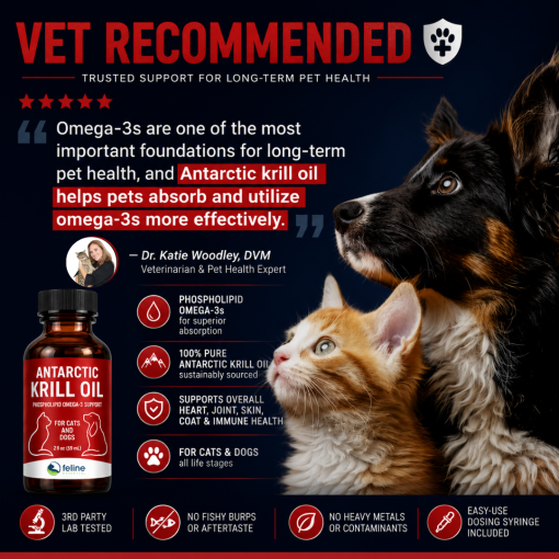 Antarctic Krill Oil for Cats & Dogs - Omega 3 Support