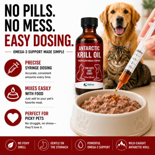 Antarctic Krill Oil for Cats & Dogs - Omega 3 Support