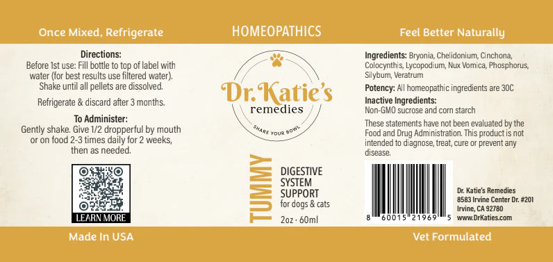 Tummy - Dr. Katie’s Remedies 2 oz Tincture for Dogs & Cats (Digestive System Support)