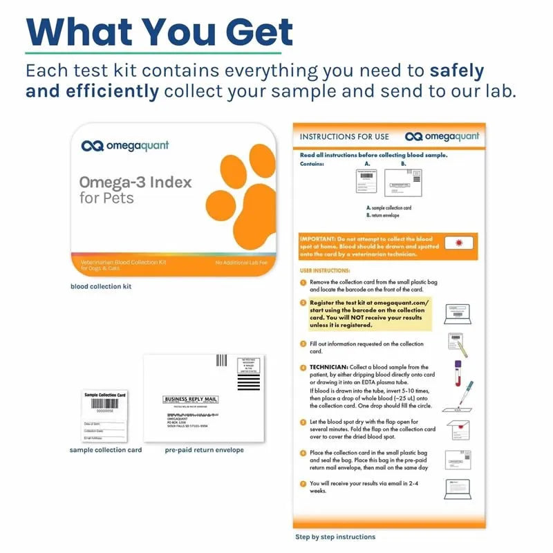 OmegaQuant Omega‑3 Index Test for Pets – At‑Home Nutritional Status Kit
